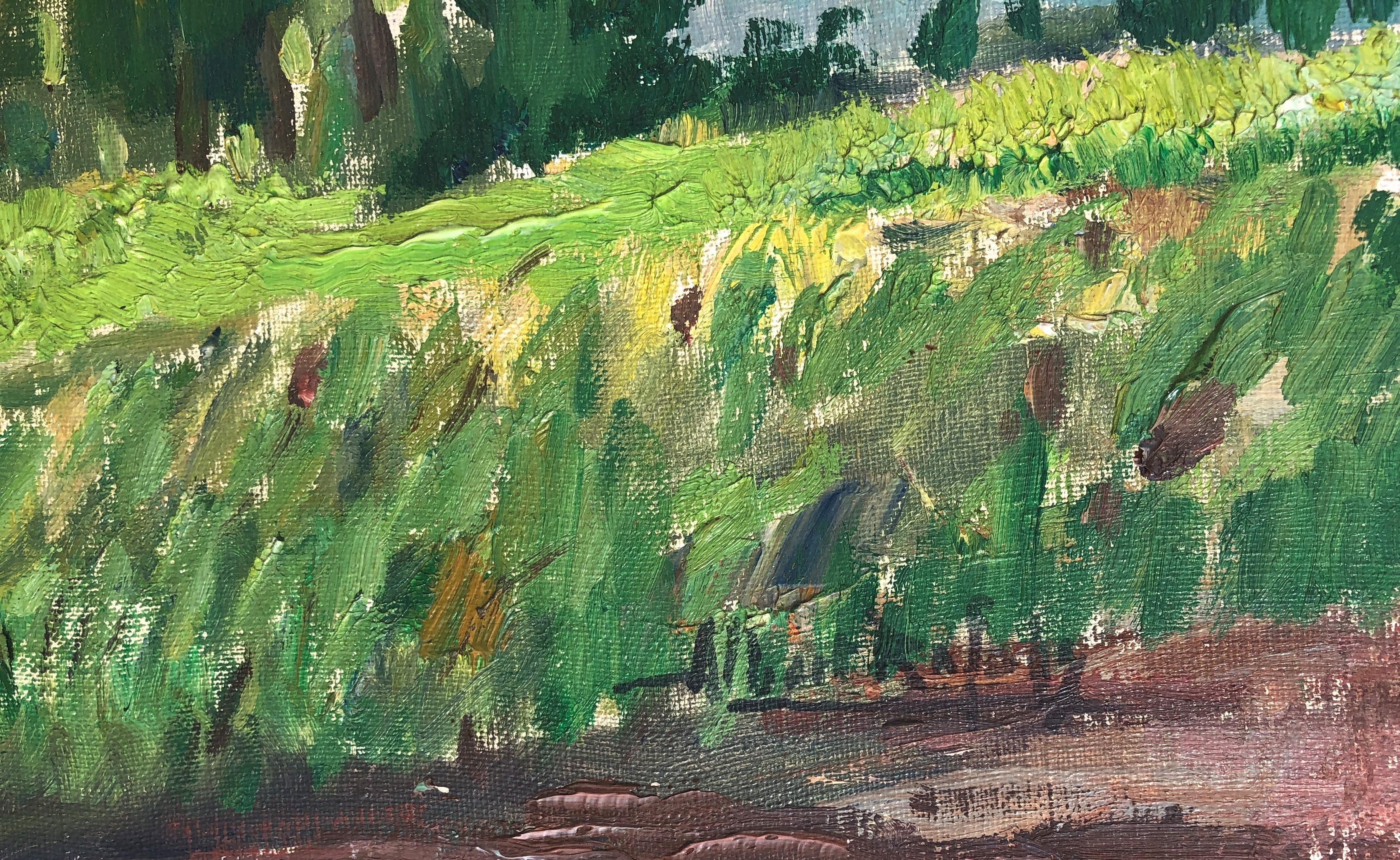 Spanish landscape original oil on canvas painting - Painting by Albert Rafols Culleres