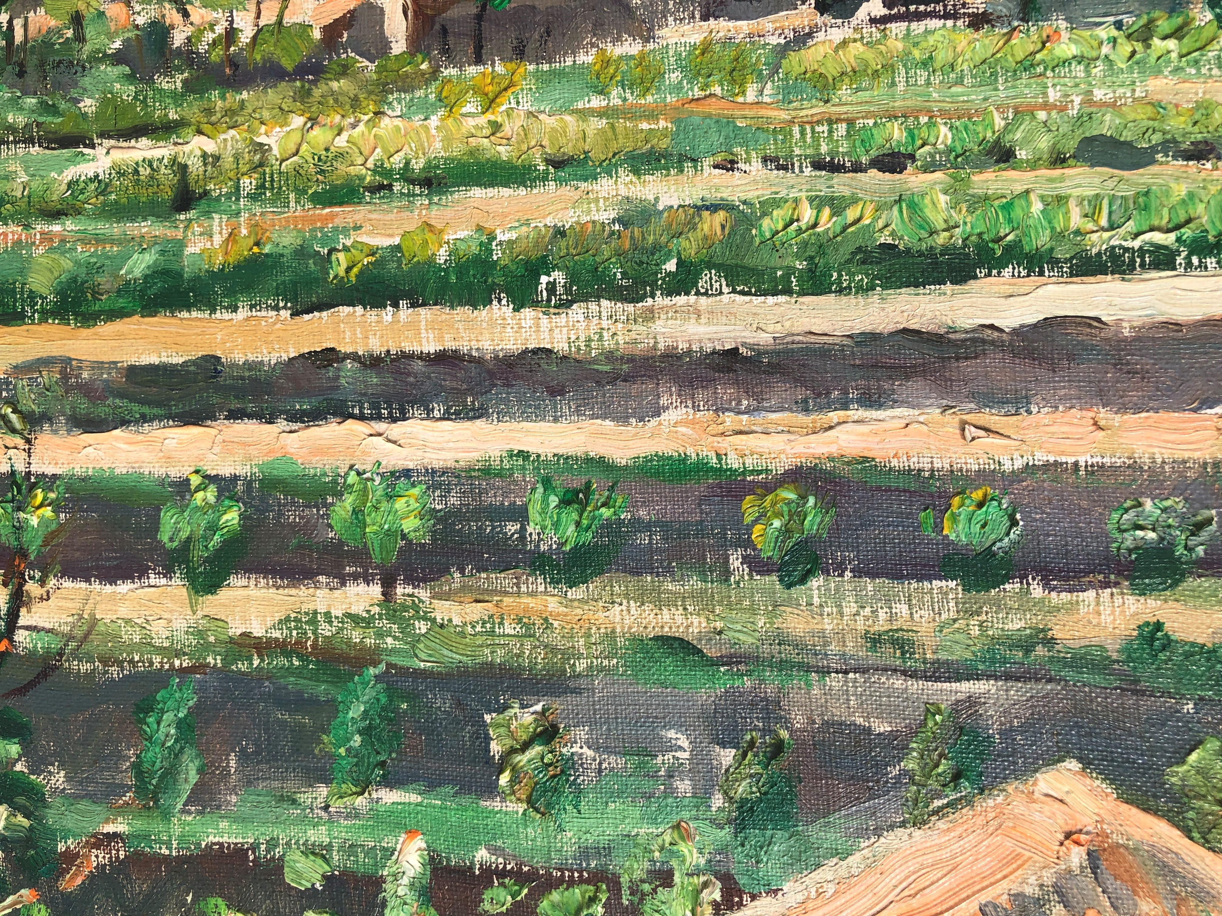 Spanish landscape original oil on canvas painting - Impressionist Painting by Albert Rafols Culleres