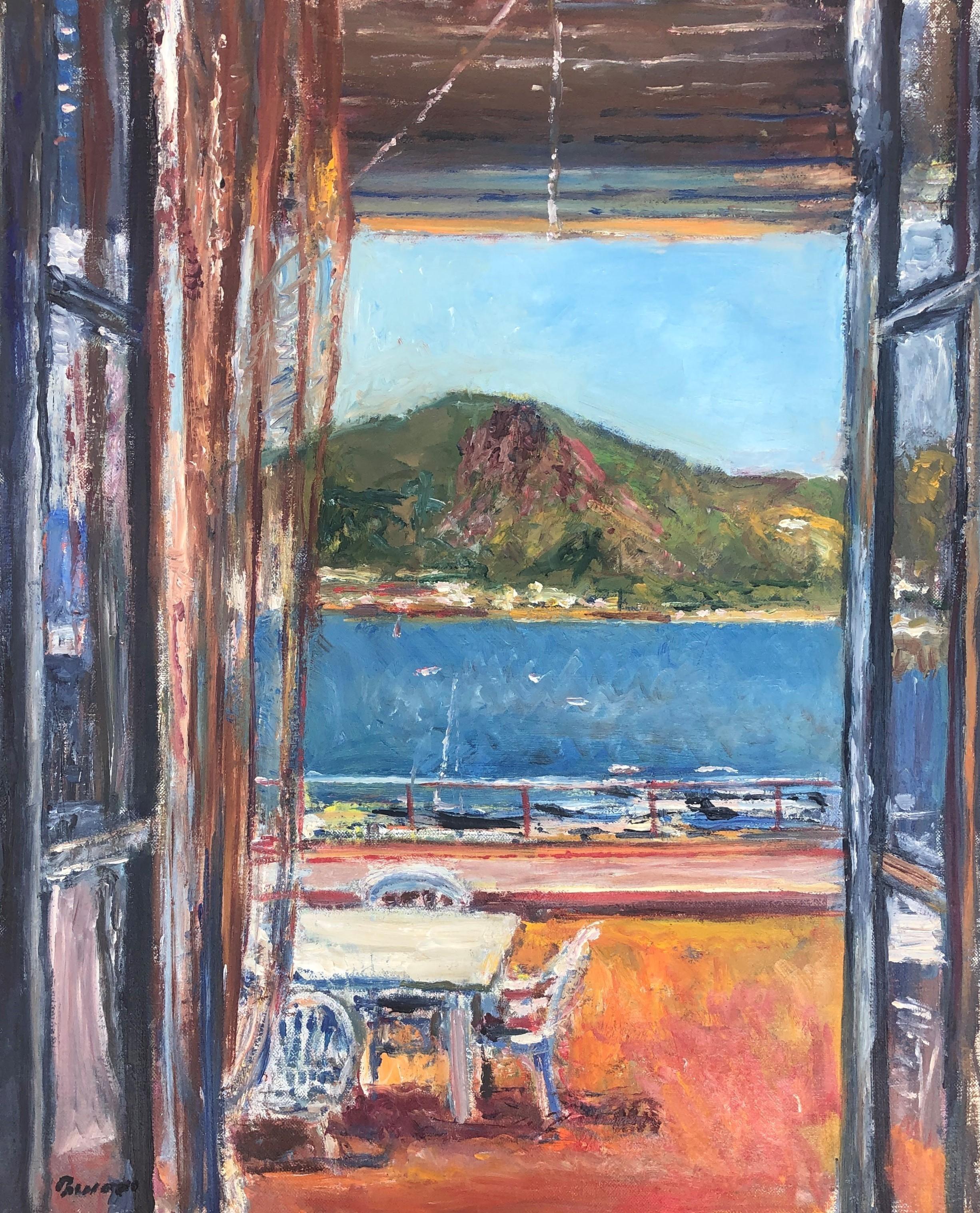 Landscape Painting de Simon Busom - Port de la Selva vista paisaje marino óleo sobre lienzo