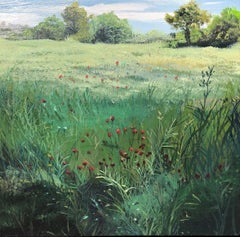 Valencia field spanish landscape oil on board painting