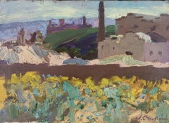 Vintage Spanish landscape original oil on canvas painting