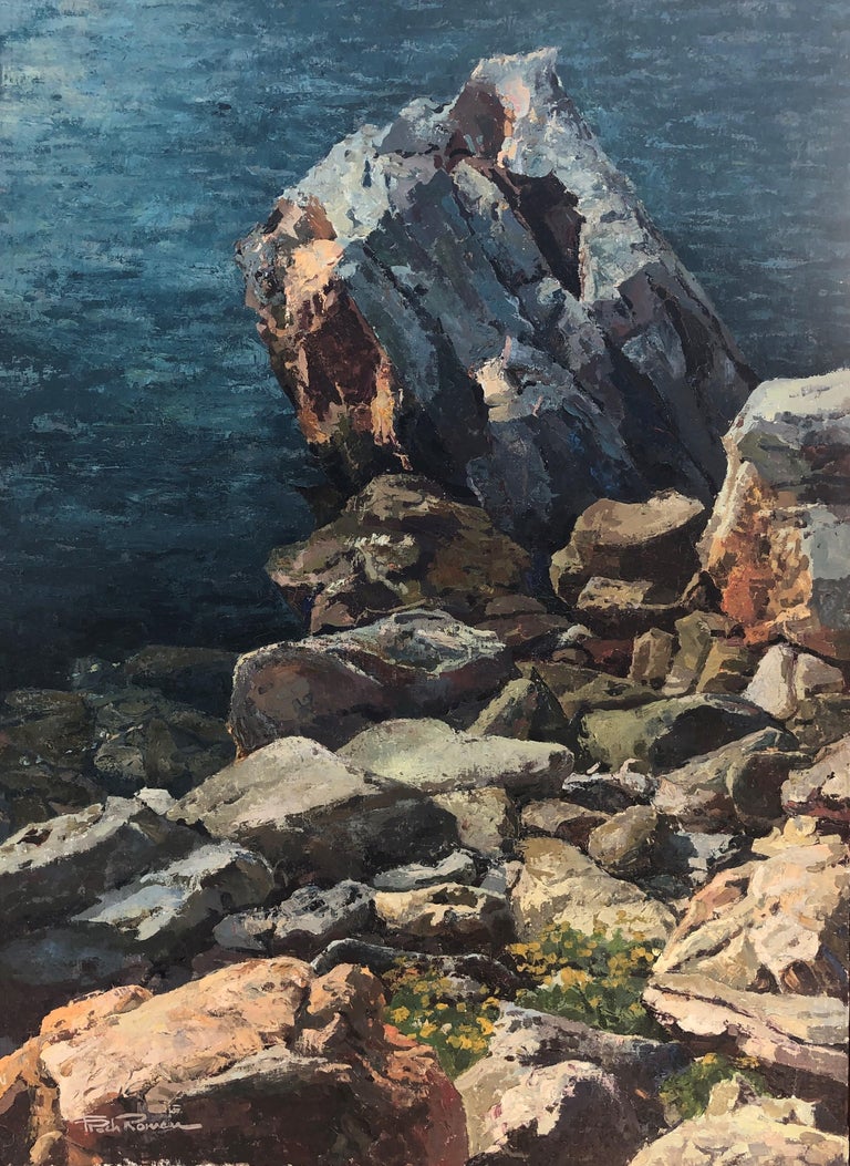 Francesc Poch Romeu Landscape Painting - Menorca seascape original oil on canvas painting