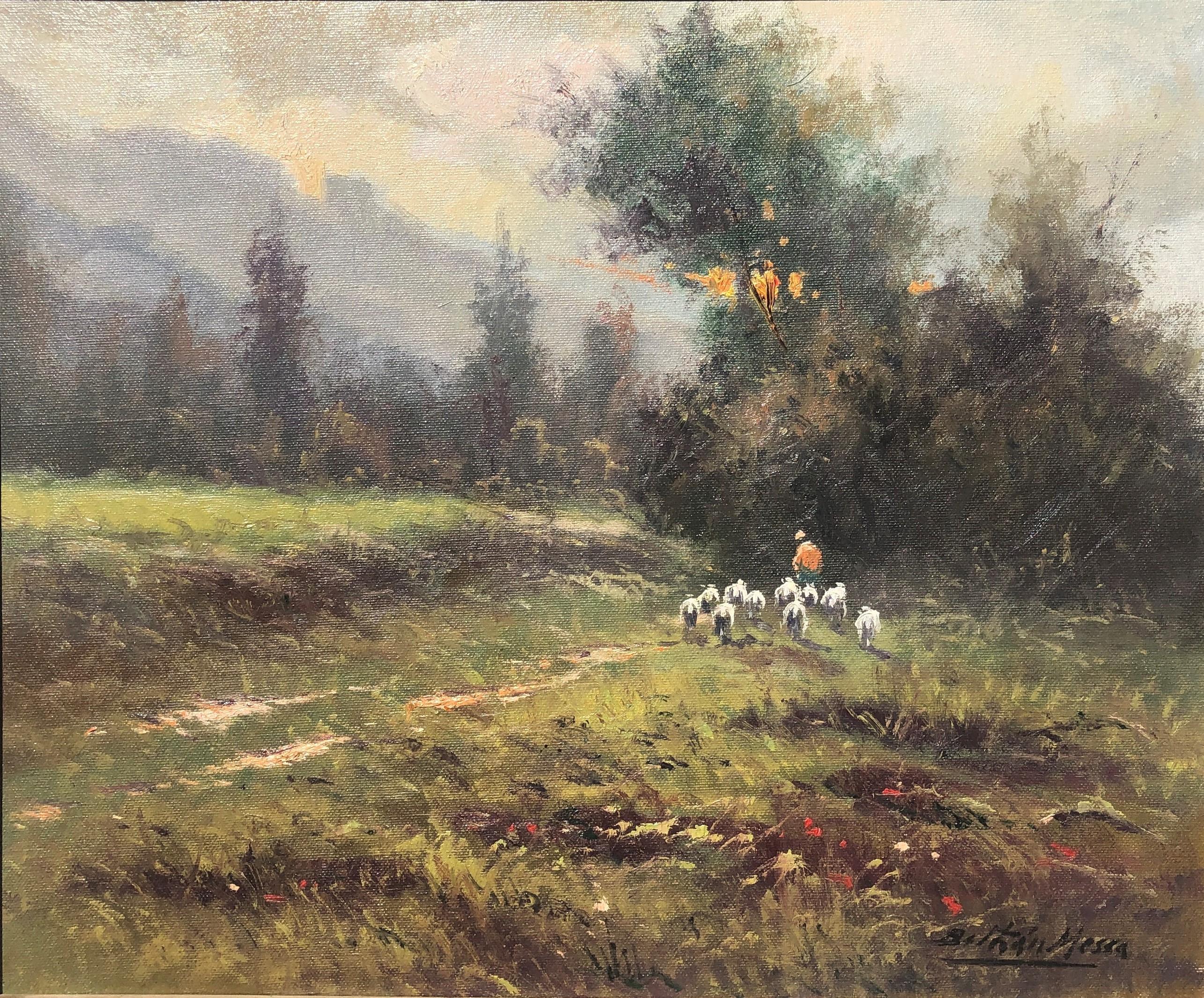 Enric Beltrán Messa Landscape Painting - Aran Valley landscape Spain oil on canvas painting