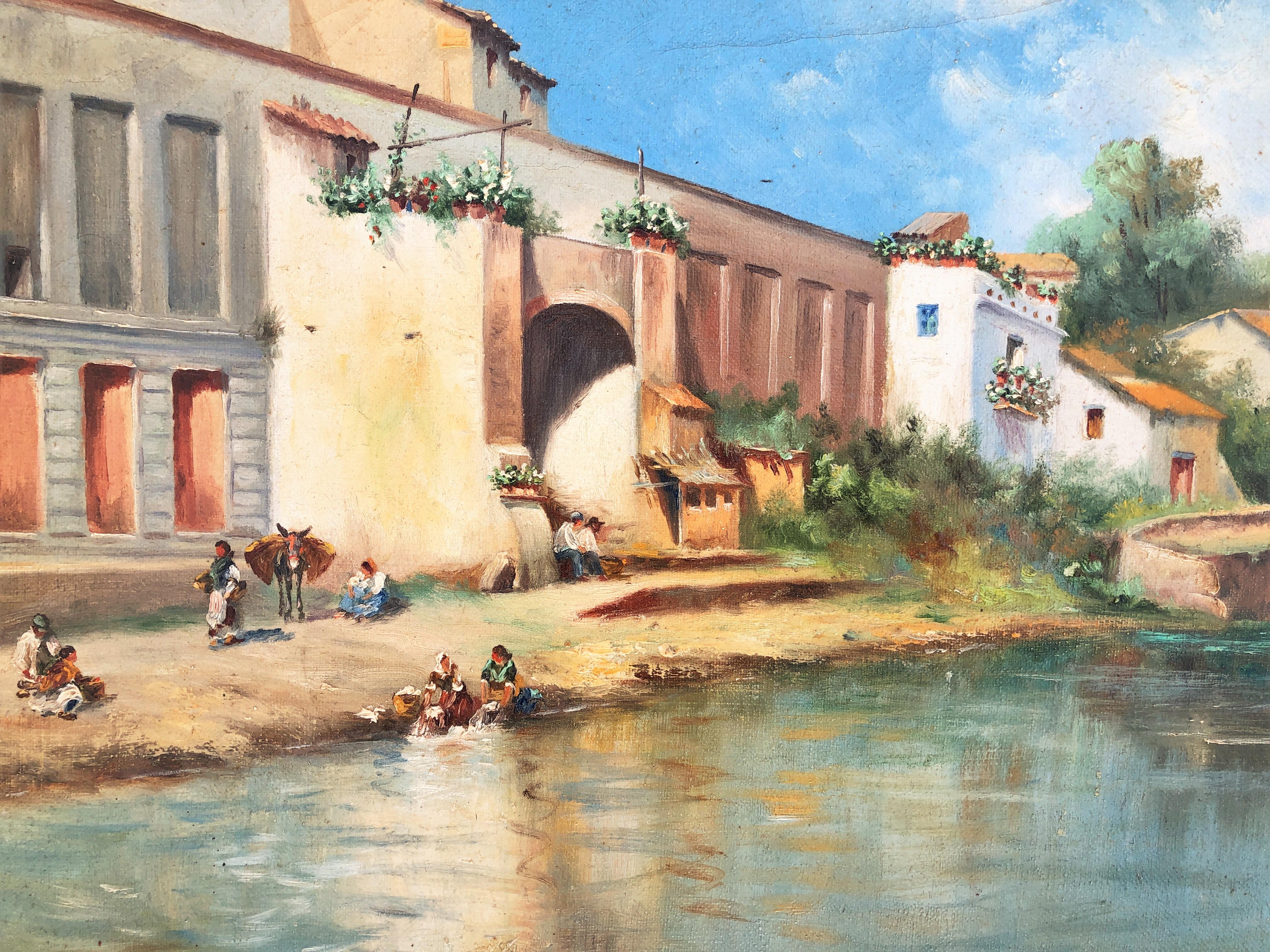 Seville Guadalquivir River Spain oil on canvas painting For Sale 1