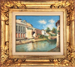 Seville Guadalquivir River Spain oil on canvas painting