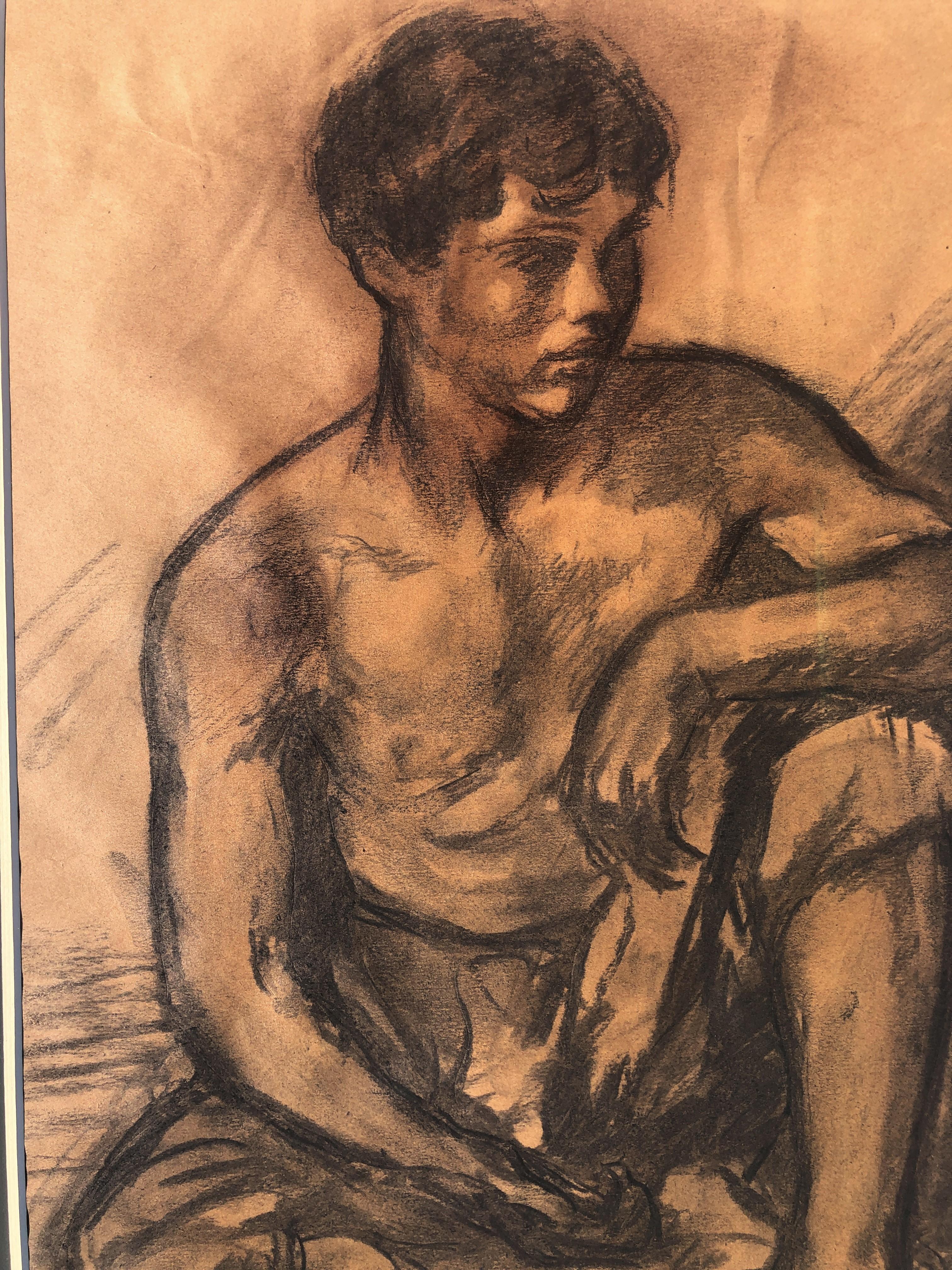 Young beggar original spanish modernism drawing 2