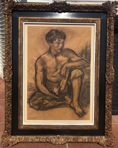 Young beggar original spanish modernism drawing