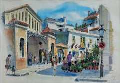 Sitges market Spain watercolor american painter