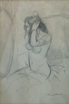 Naked woman pencil drawing