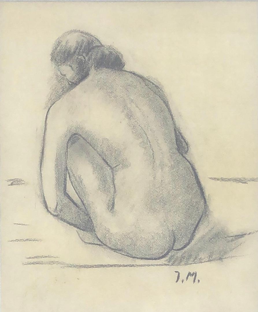 Jaume Mercade Nude - Female nude charcoal drawing