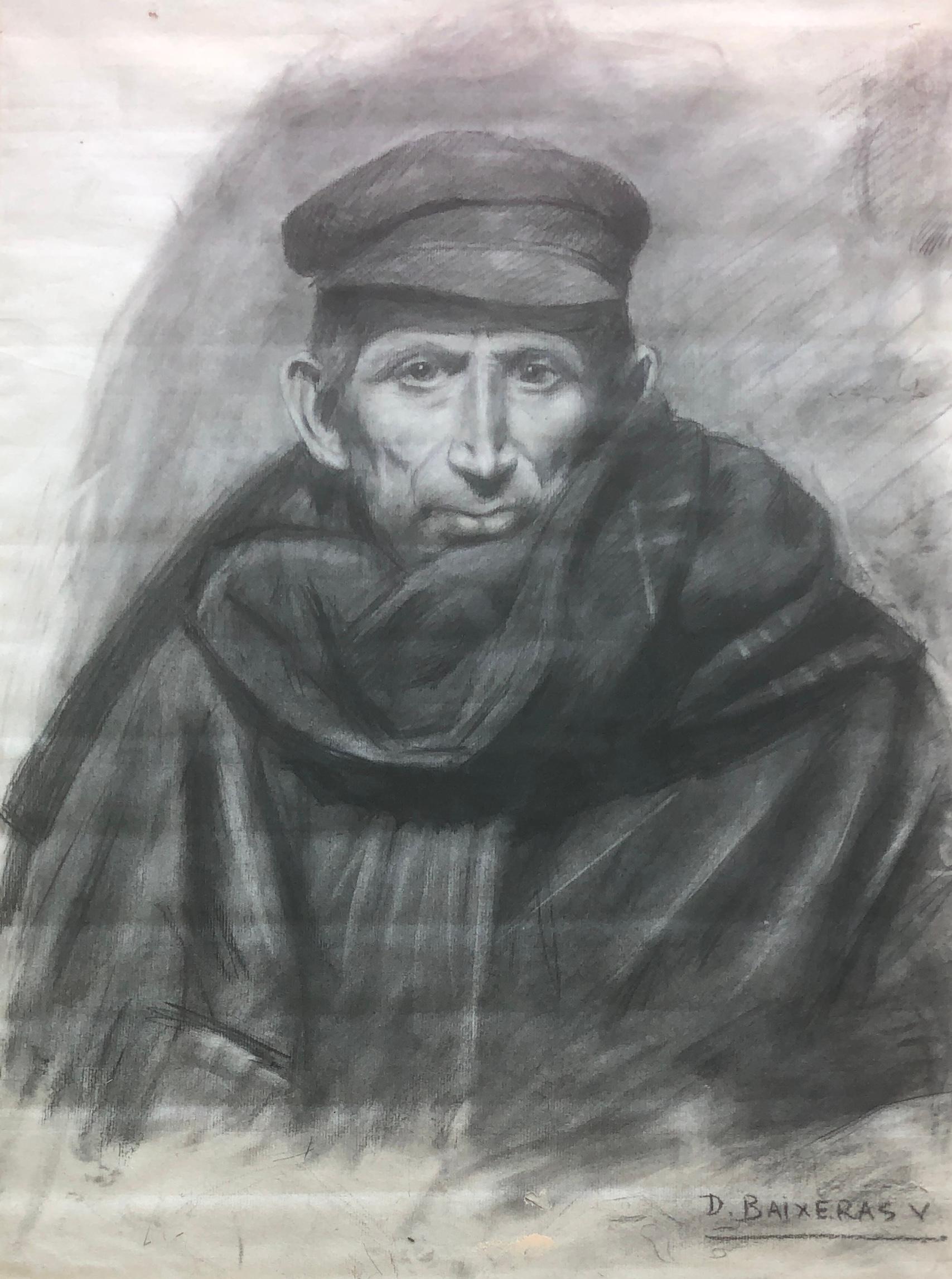 Portrait Dionis Baixeras - Stevedore Barcelona Espagne dessin au fusain