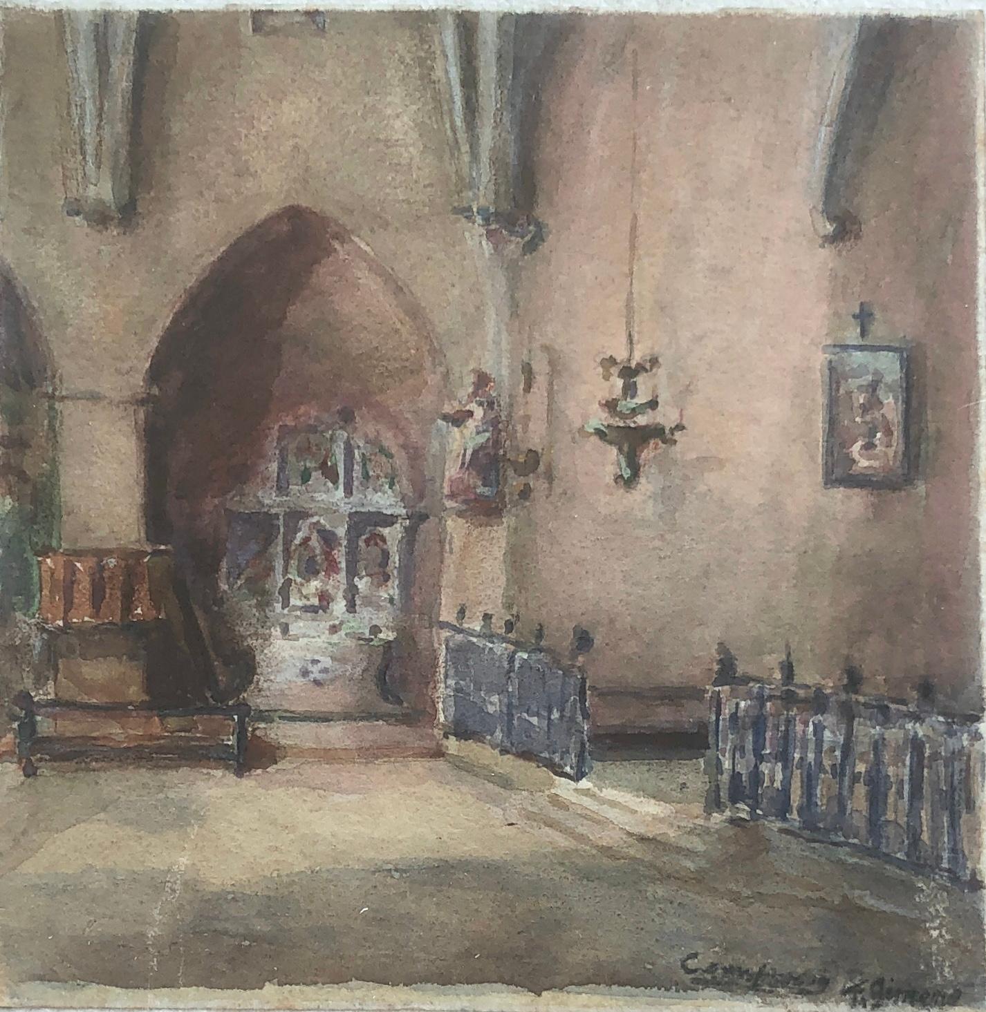 Francesc Gimeno Arasa Interior Art - Camprodon church Spain watercolor