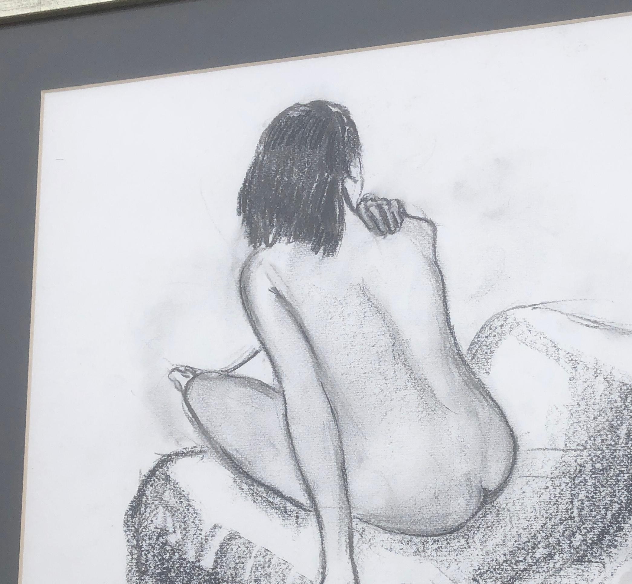 Female nude charcoal drawing For Sale 3