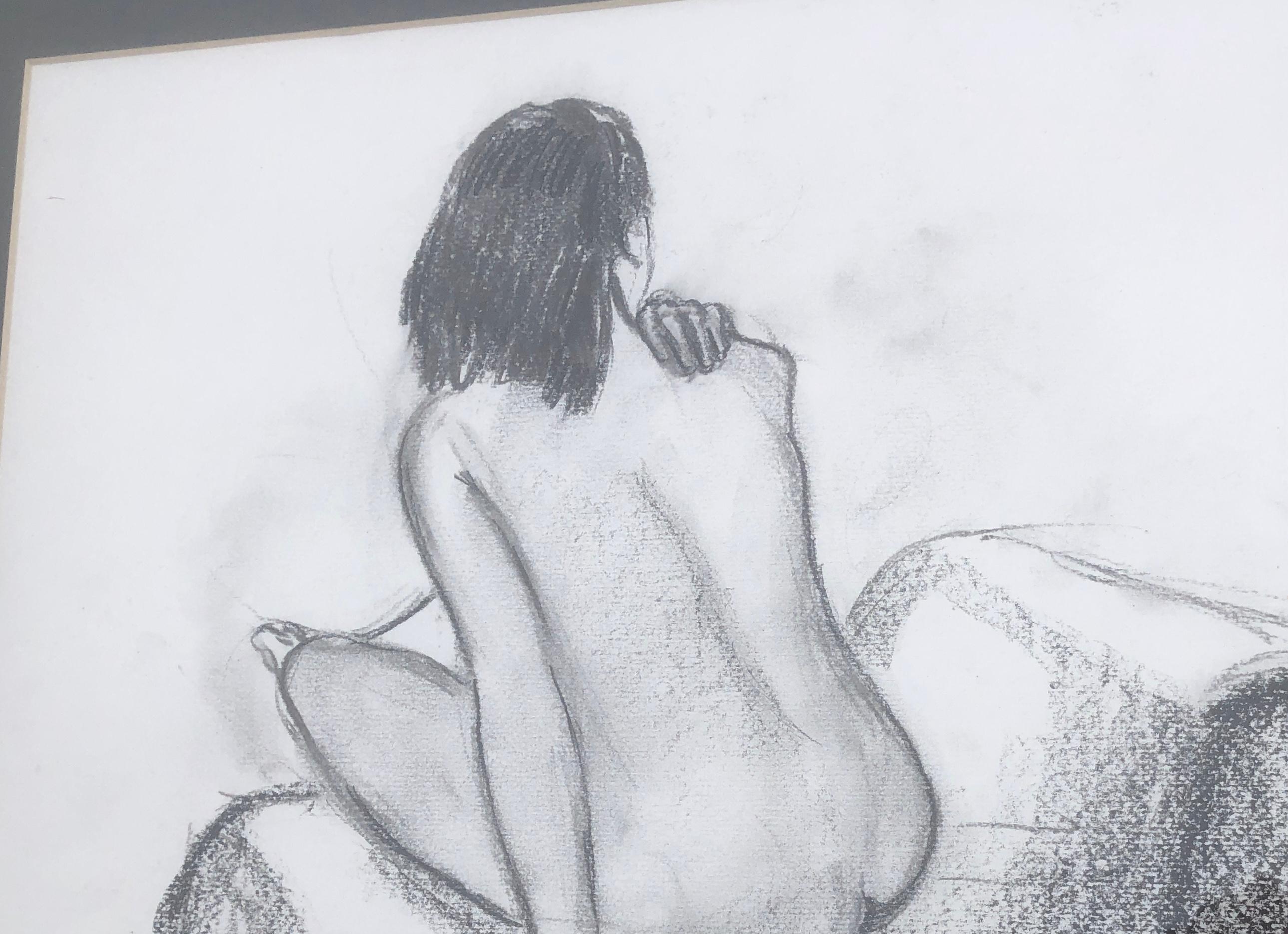 Female nude charcoal drawing For Sale 2