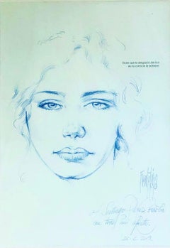 Ballpoint pen drawing female face