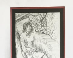 Sitzen Frau Bleistiftzeichnung