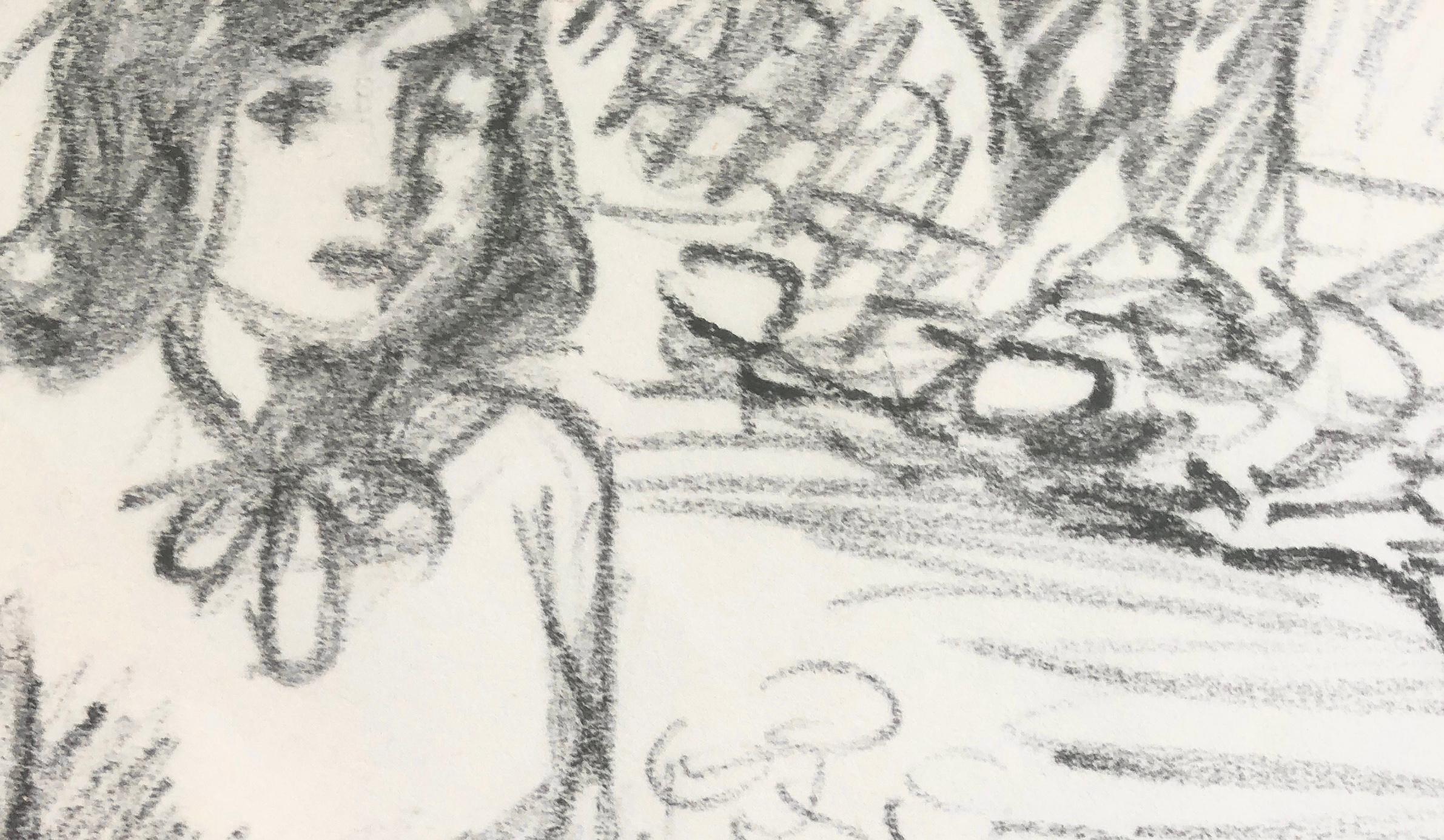 Disegno a matita di una donna seduta - Art Impressionismo di Casimir Martinez Tarrasso
