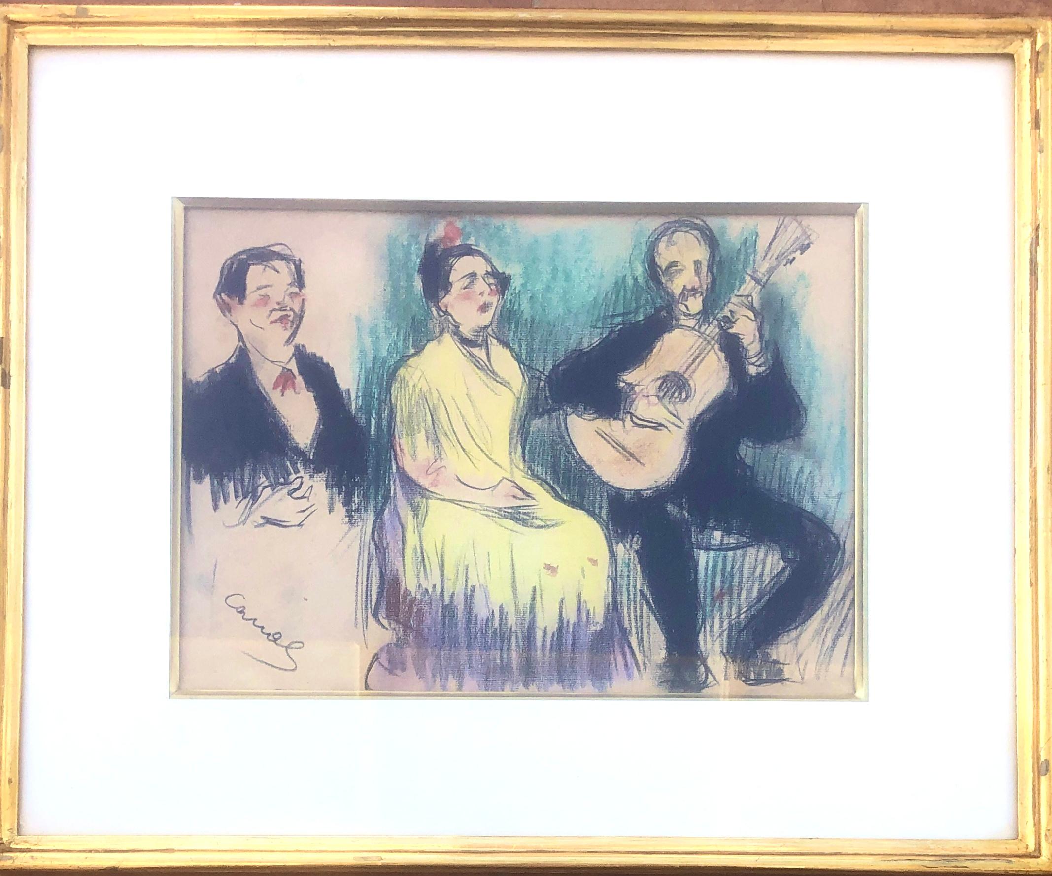 Flamenco musicians drawing colored pencils spanish modernism - Art by Ricard Canals Llambí