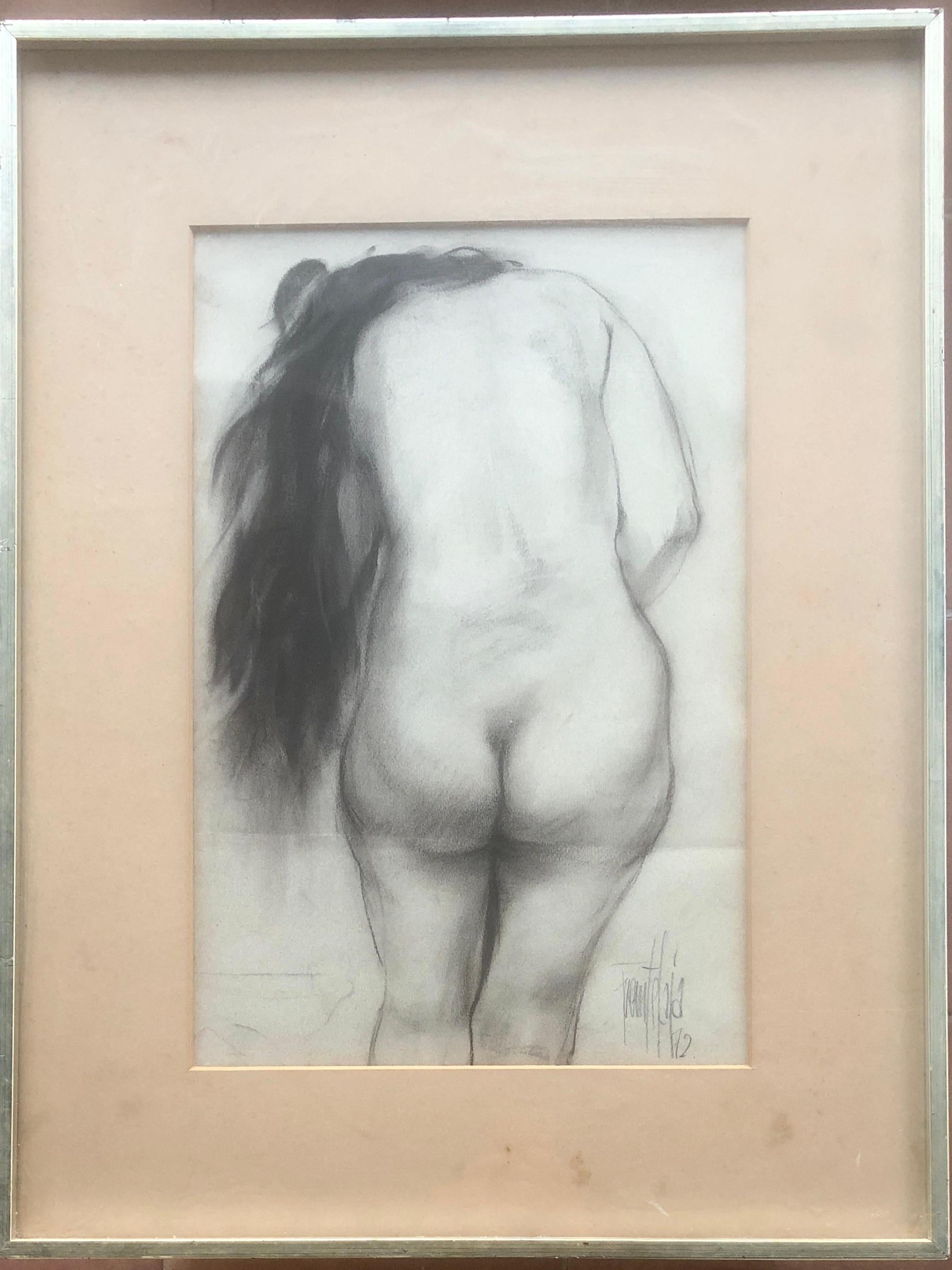 Femme nue dessin au fusain - Art de José Luis Fuentetaja