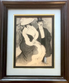 Paris modernist scene mixed media drawimg