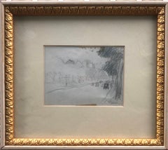 Barcelona Pencil Drawing, Impressionist Style, Framed, Circa 1930