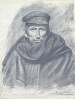 Stevedore Barcelona Spain charcoal drawing