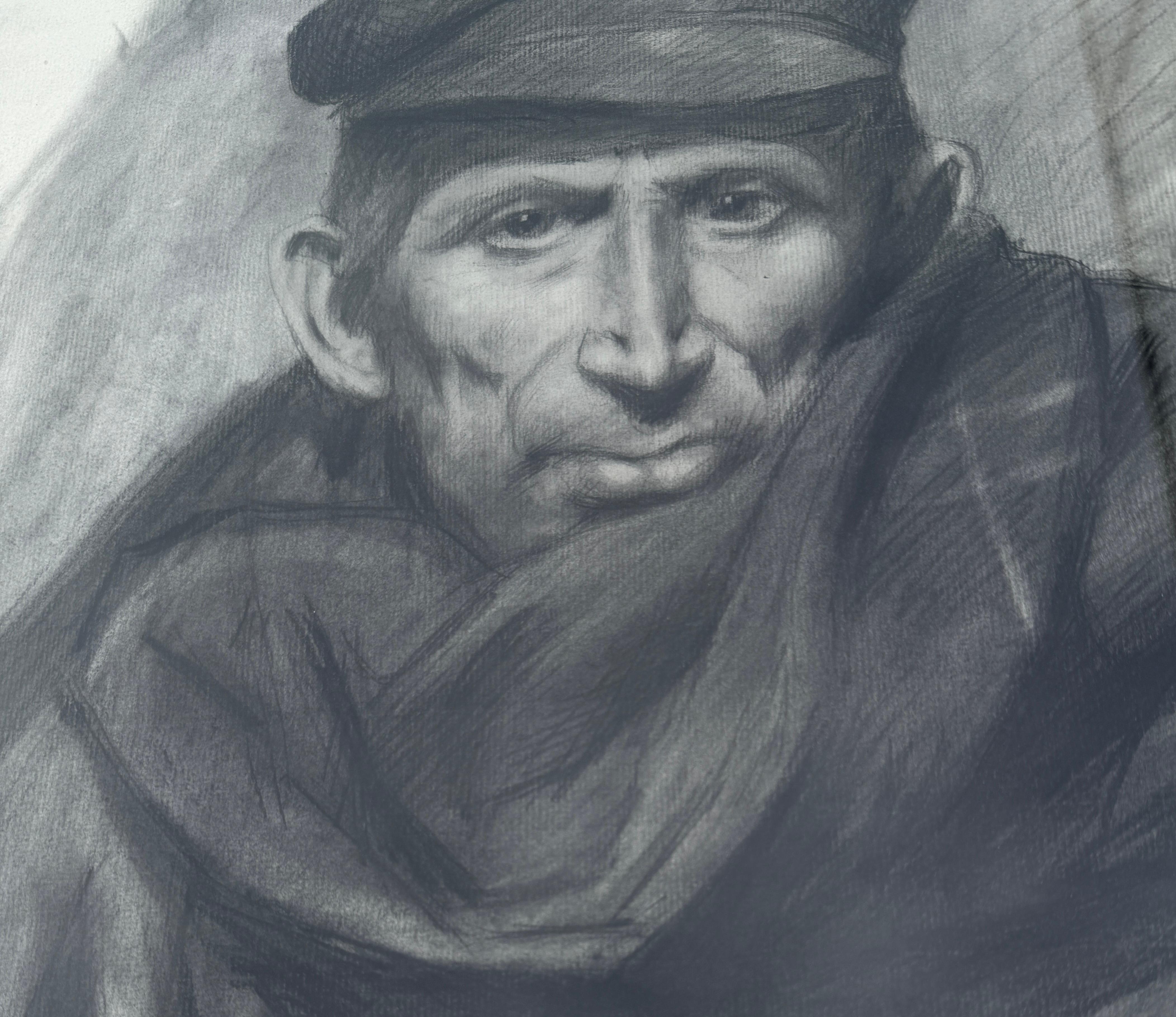 Estibador Barcelona España dibujo al carboncillo - Portrait Gris de Dionis Baixeras