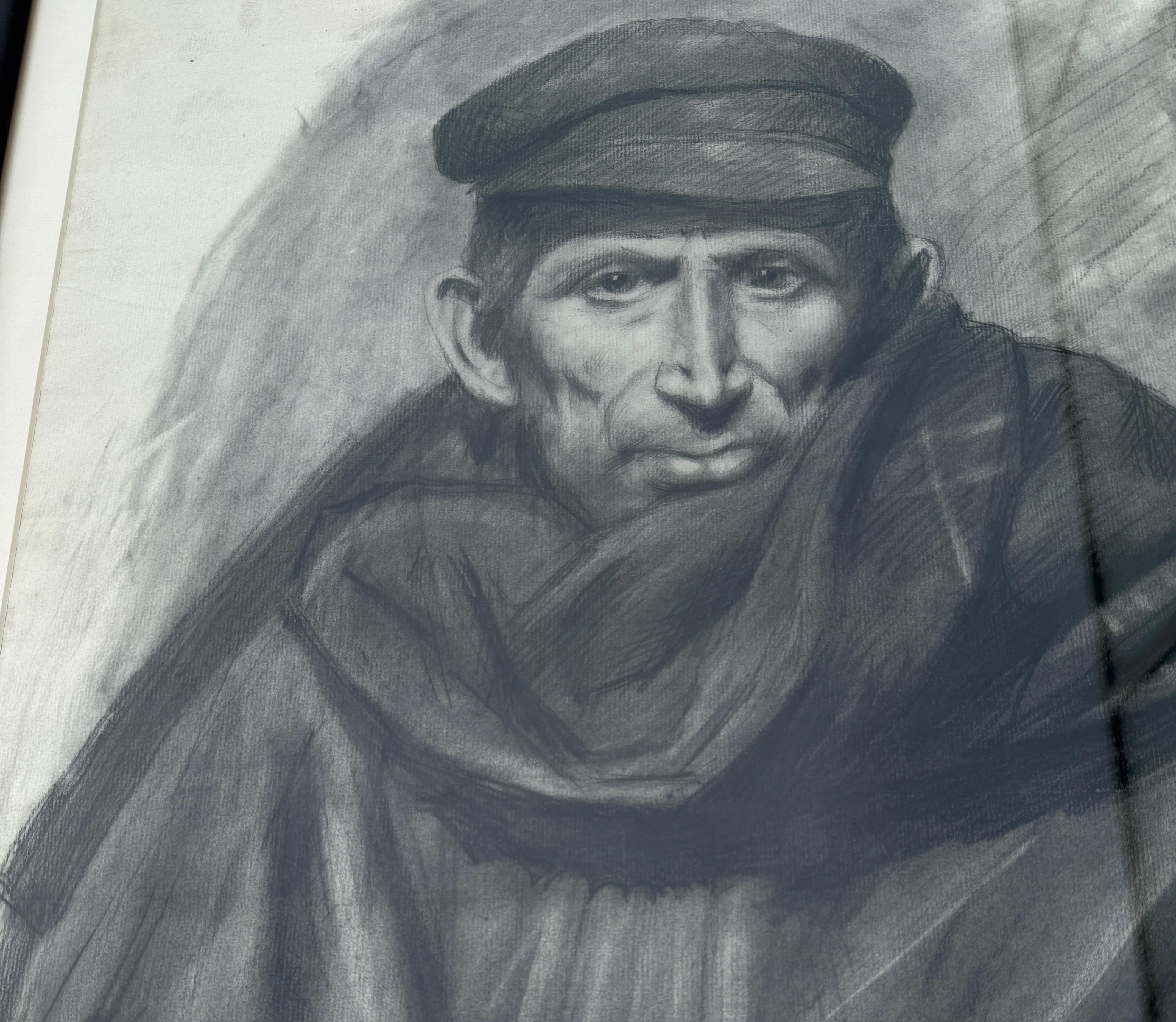 Estibador Barcelona España dibujo al carboncillo en venta 1