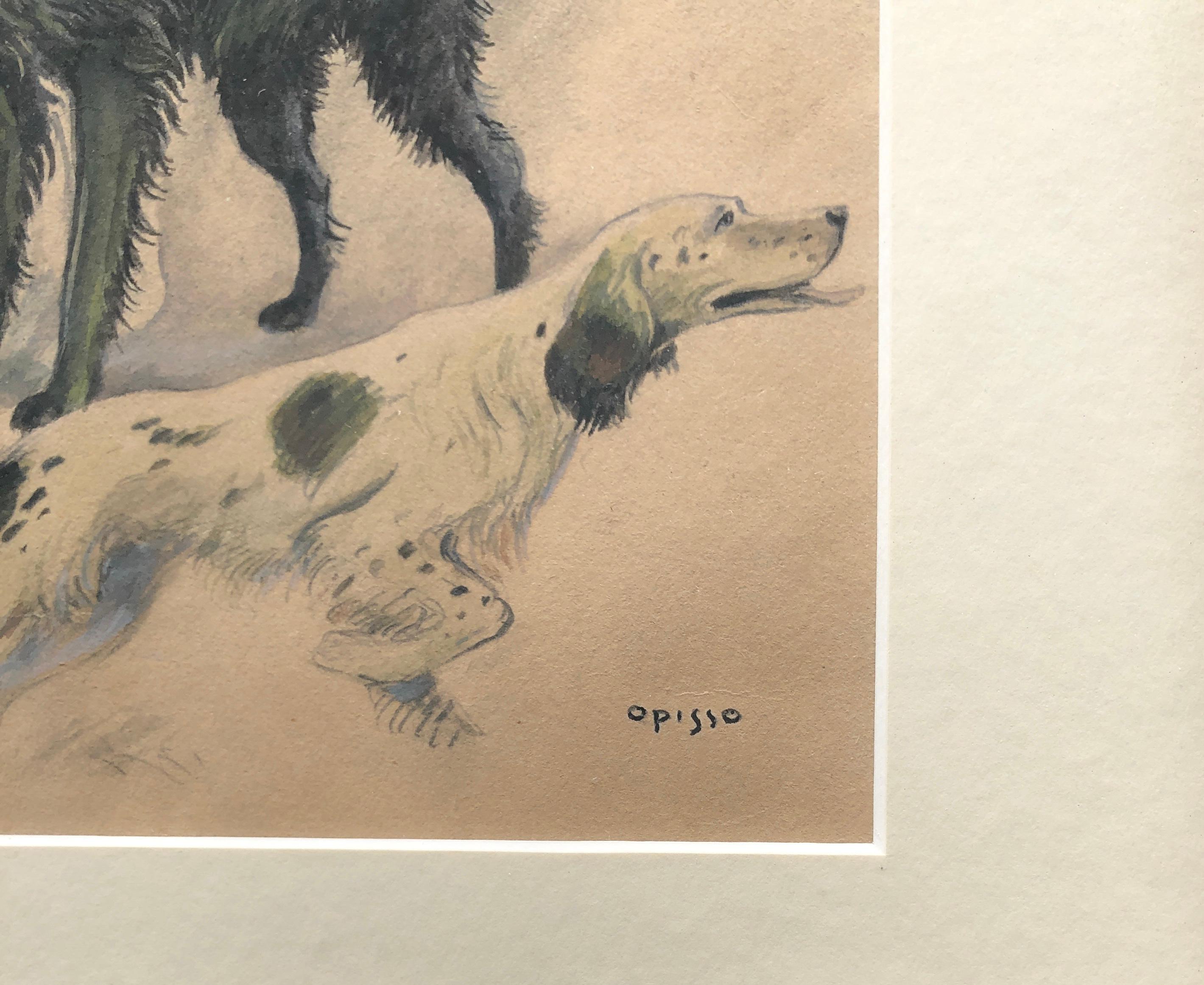 Cani modernismo spagnolo disegno a tecnica mista - Art Moderno di Ricard Opisso Sala
