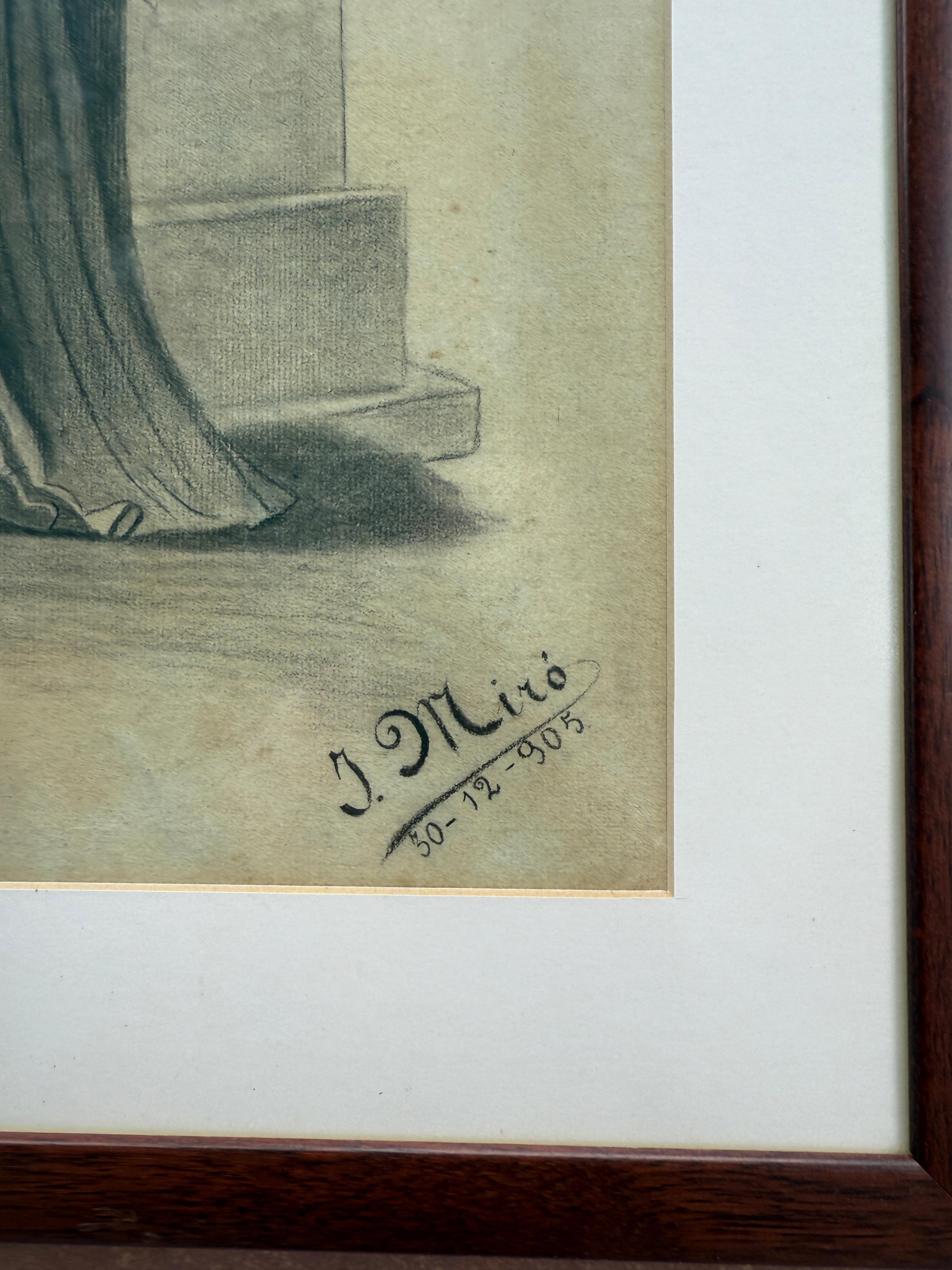 Et in Arcadia ego Pencil and charcoal on paper J. Miro - Academic Art by Unknown