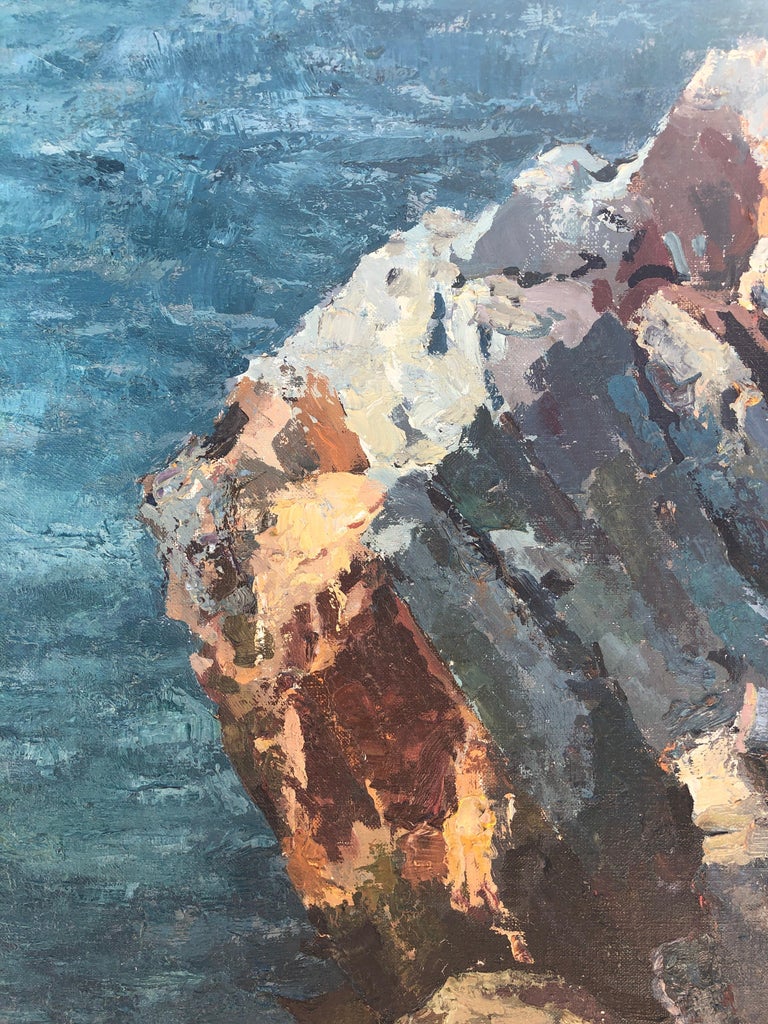Menorca seascape original oil on canvas painting For Sale 2