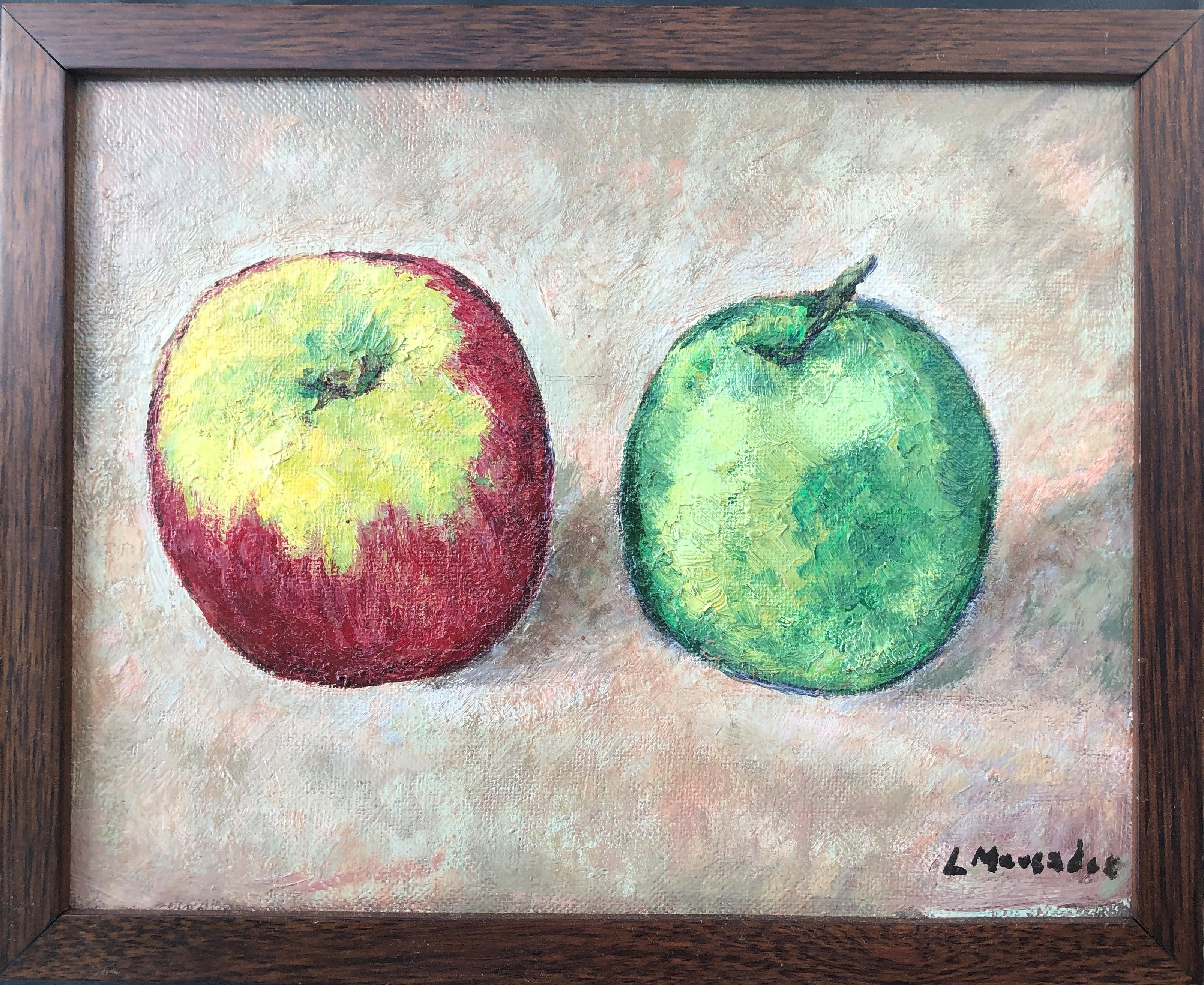 fruit still life original oil on canvas painting - Painting by Lluis Mercader