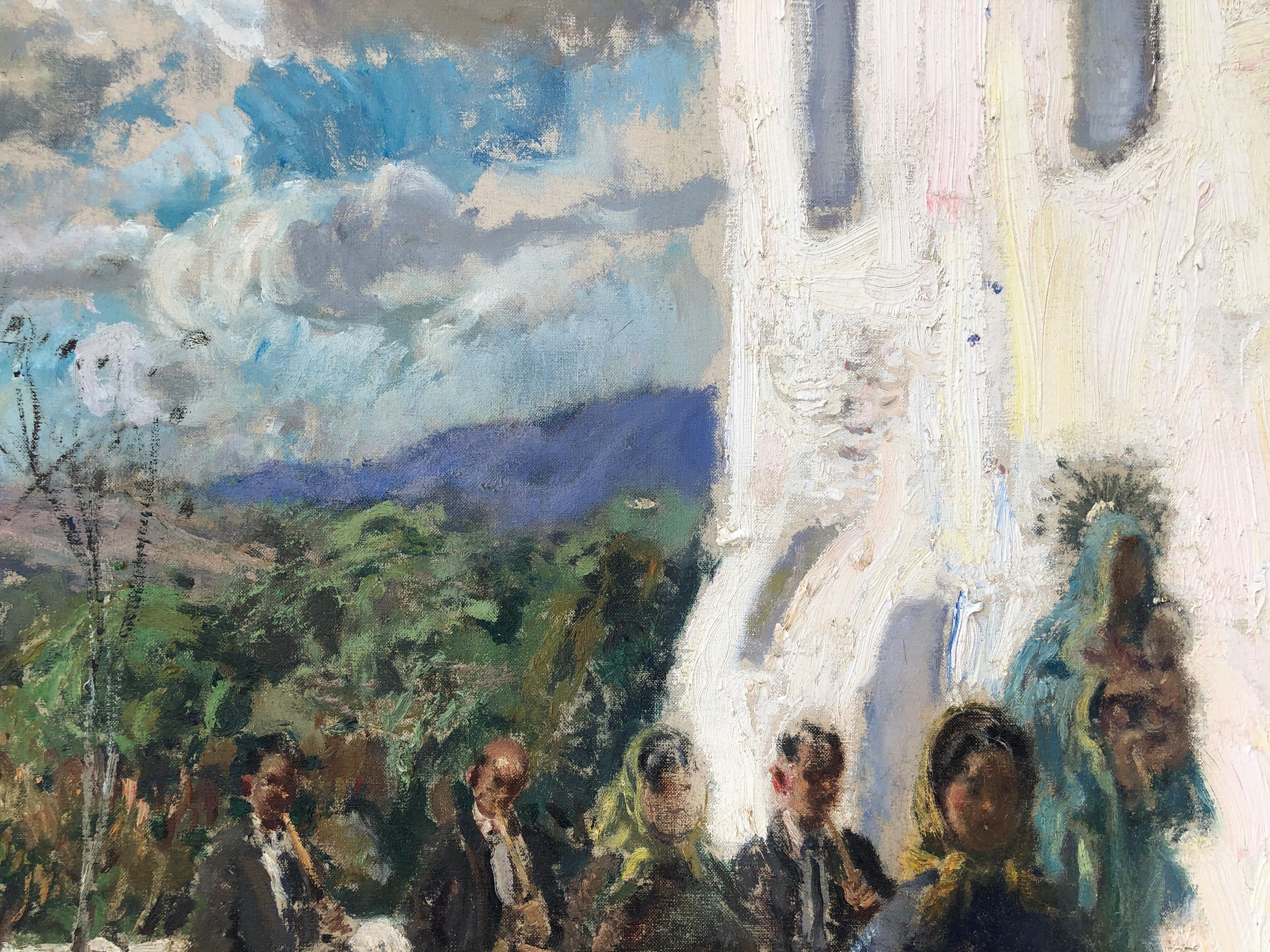 Peinture à l'huile sur toile originale « Ceremony in Ibiza, Espagne » en vente 1