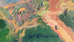 Spanish town view landscape oil on canvas