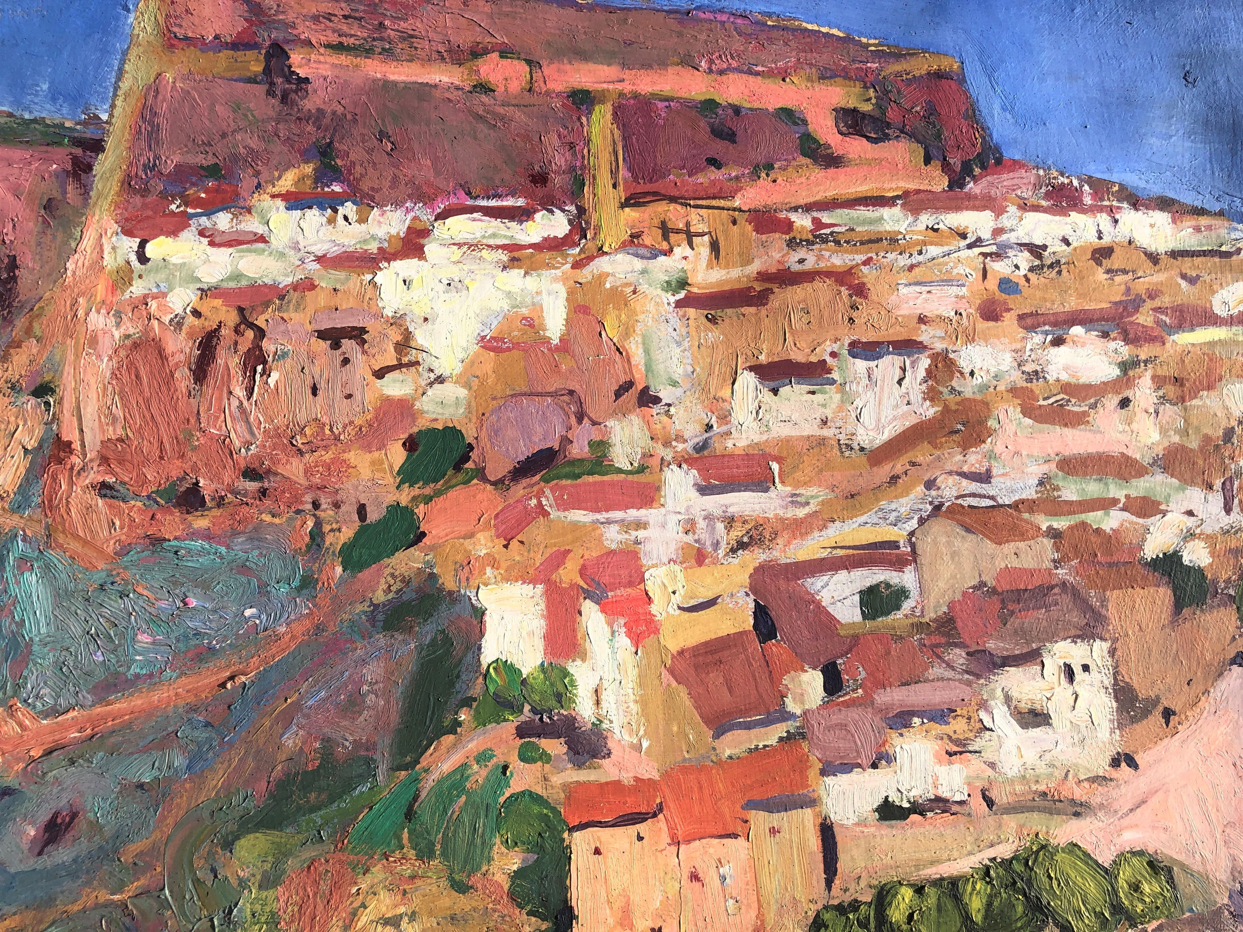 Vista de ciudad española paisaje óleo sobre lienzo en venta 2