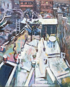 Garden in winter original fauvist oil on canvas painting