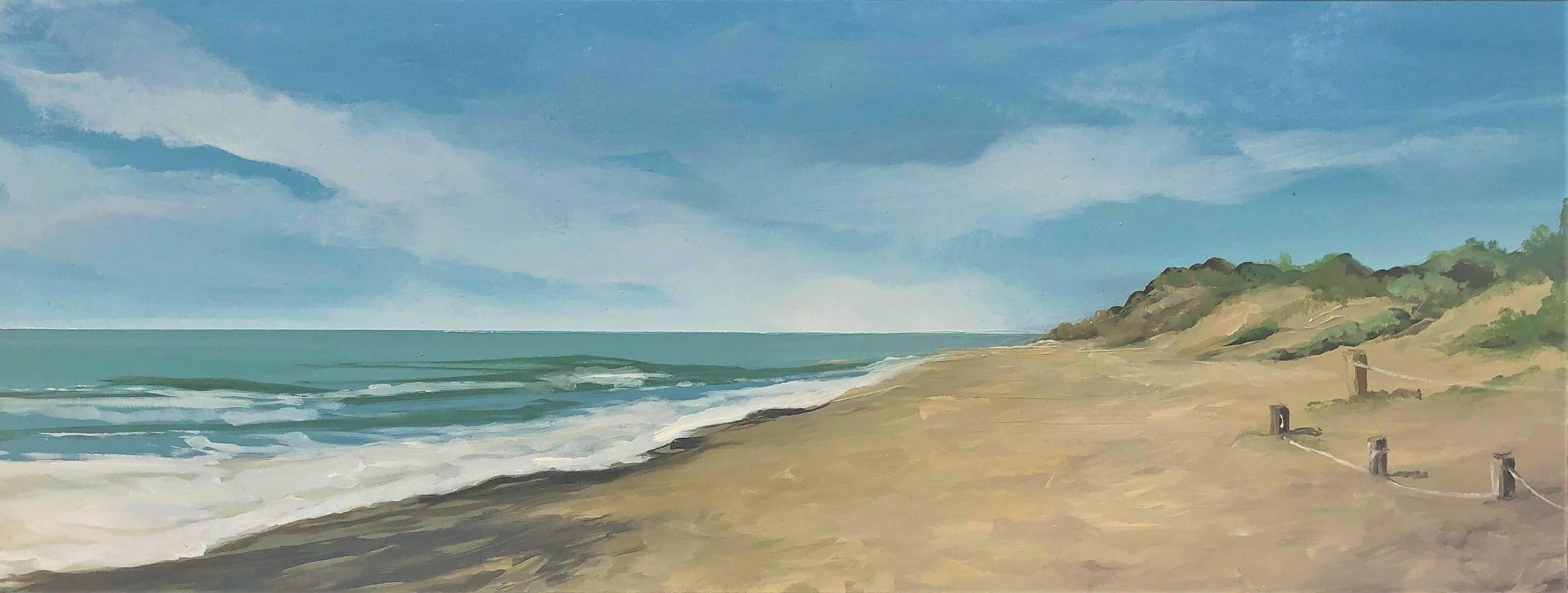 Beach with dunes oil paint on board seascape