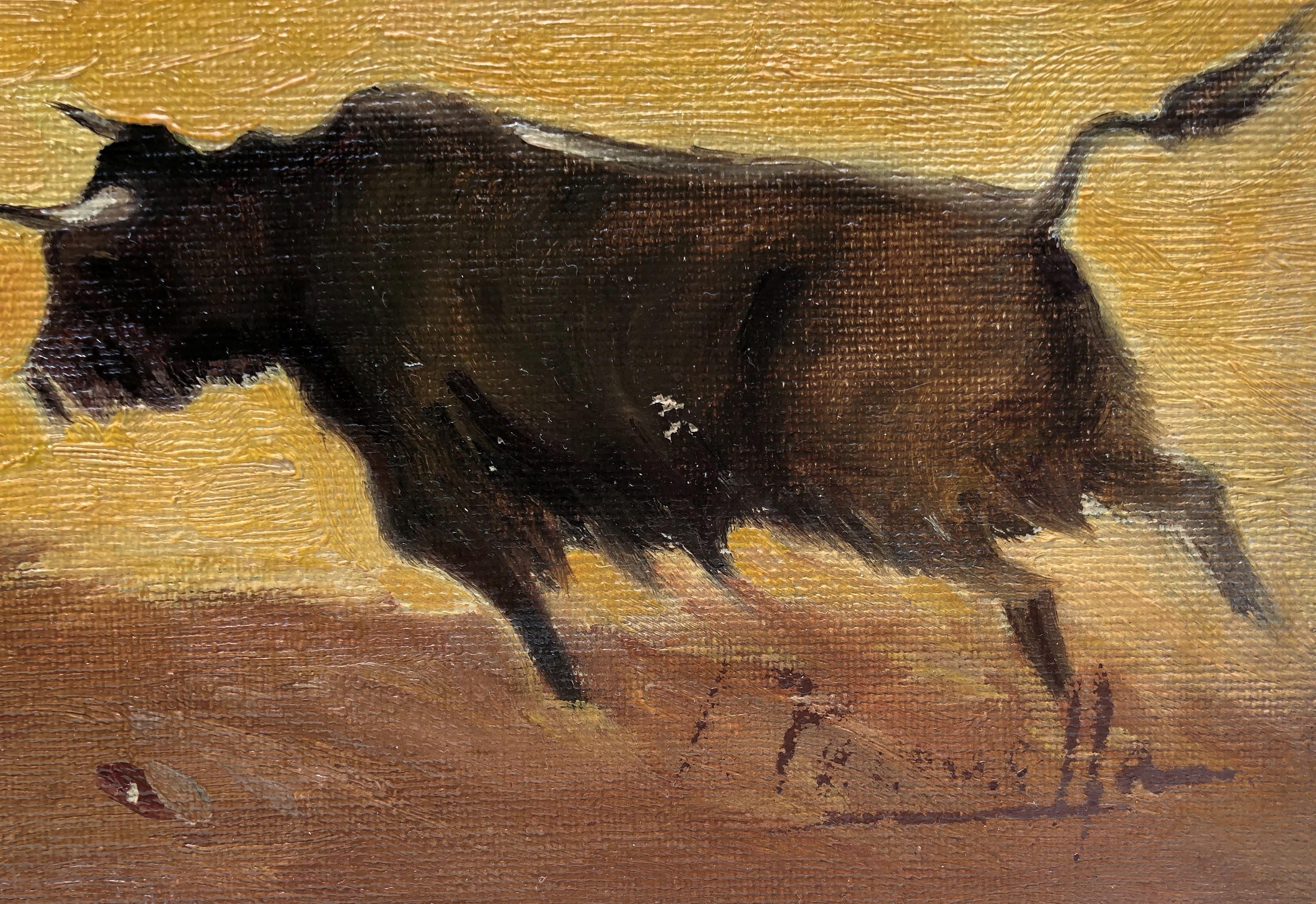 Joaquin Terruella bullfighting scene spanish village oil painting - Painting by Joaquin Terruella Matilla