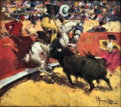 Joaquin Terruella bullfighting scene oil painting