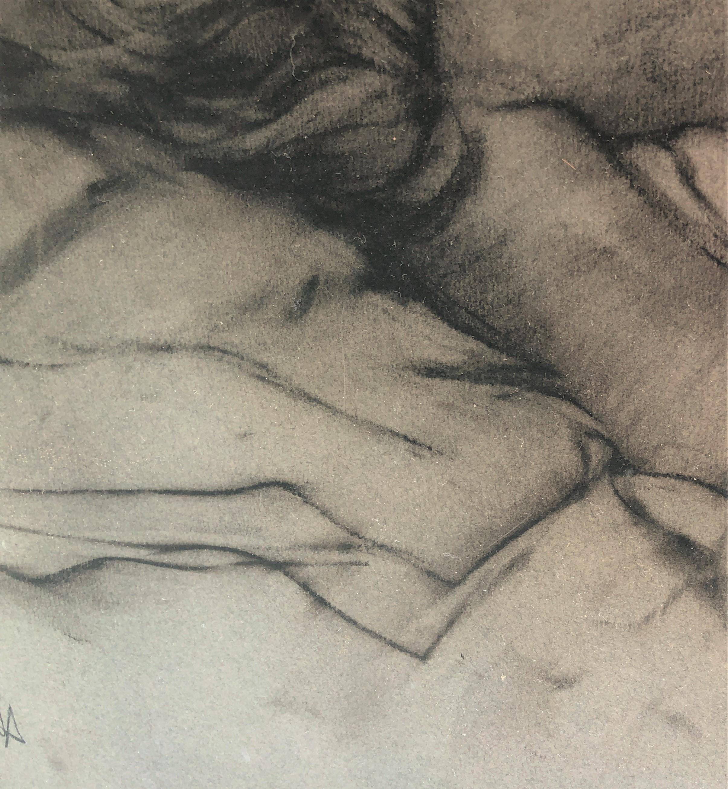 Nude woman charcoal drawing 2