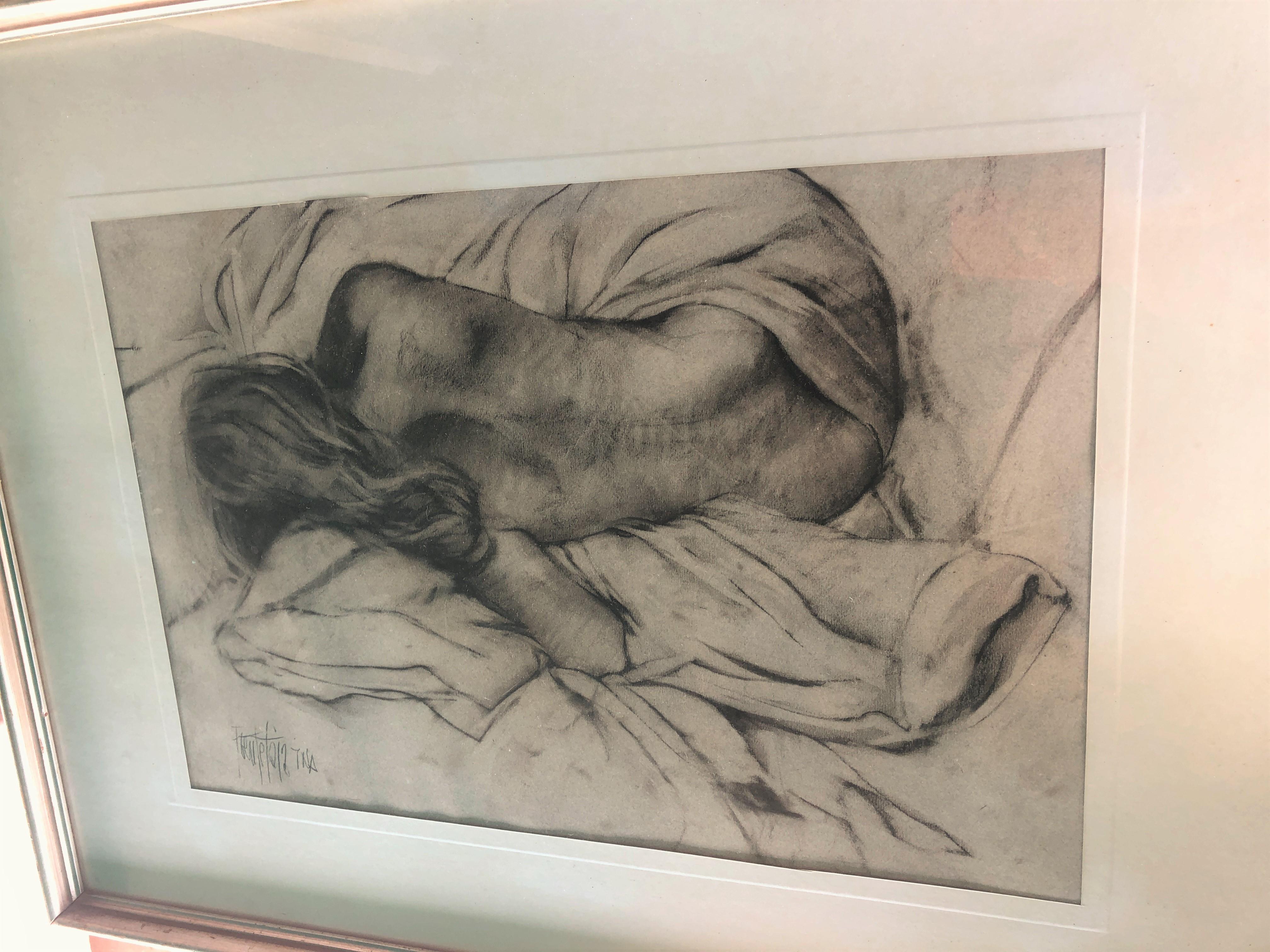 Nude woman charcoal drawing 3