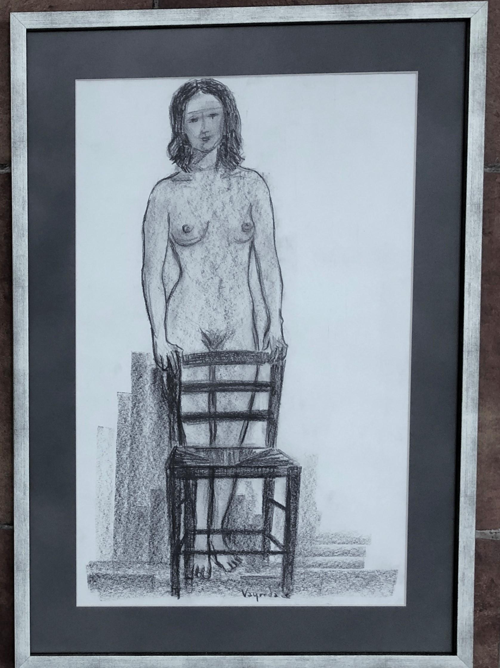 Weiblicher Akt Holzkohlezeichnung – Art von Josep Maria Vayreda Canadell