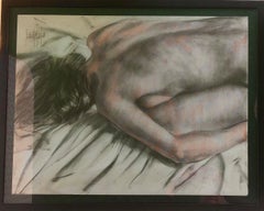 Nude woman pastel drawing