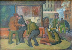 BOWERY Pintura al óleo WPA Escena americana Modernista Arte histórico Provincetown NYC