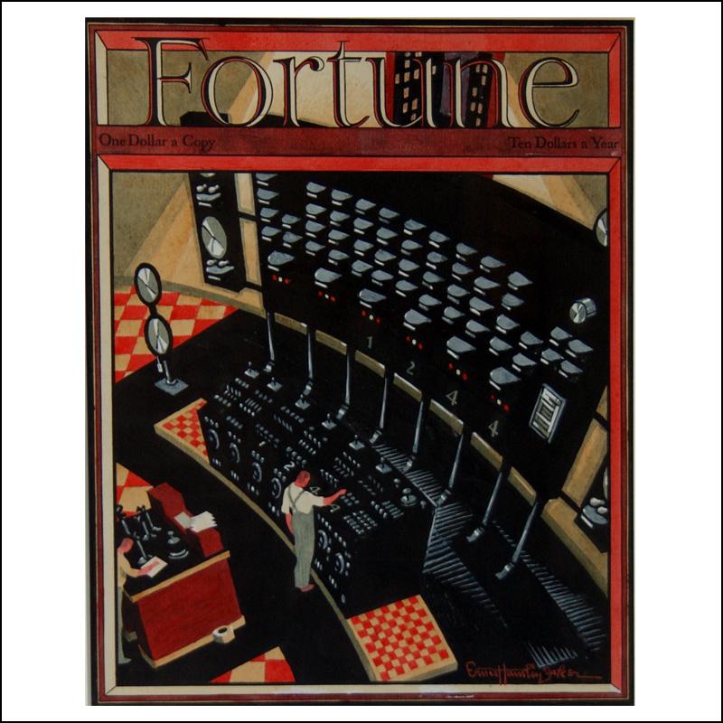 Ernest Hamlin Baker Figurative Art - Fortune Magazine cover, Depression-Era Illustration, WPA industrial Modernist