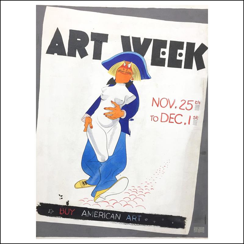 Albert Al Hirschfeld Figurative Art - Al Hirschfeld "Art Week" NYC illustration New York Times poster design 1940