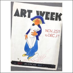 Plakatdesign der New York Times ""Art Week" von 1940 mit NYC-Illustratoren von Hirschfeld