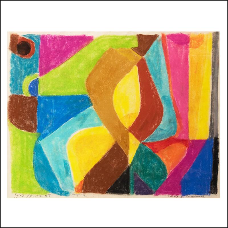 James Daugherty Abstract Drawing - MAGIC CASEMENT, Abstract Non-Objective Mid-Century Pastel Color Field Drawing