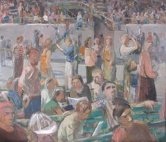 Saratoga Springs Rennstrecke, Sommer Grandstand Crowd, Pferde Bettors