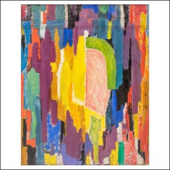 "Abstraction" Pittura ad olio astratta non oggettiva in campo cromatico di metà secolo, moderno
